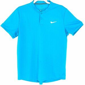NikeCourt Blade Collar Dri Fit Performance Polo Tennis Shirt Blue Large